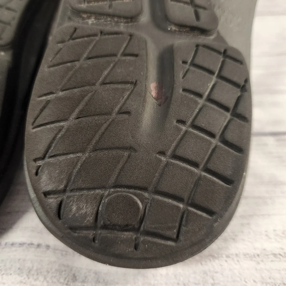 OOFOS OOahh Sport Flex Black Adjustable Strap Recovery Slide Sandals Mens 9 W 11